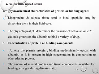 Protein Binding of drug.pptx Plasma bound protein | PPTX