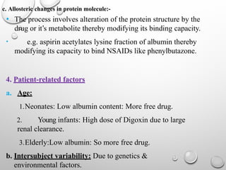 Protein Binding of drug.pptx Plasma bound protein | PPTX