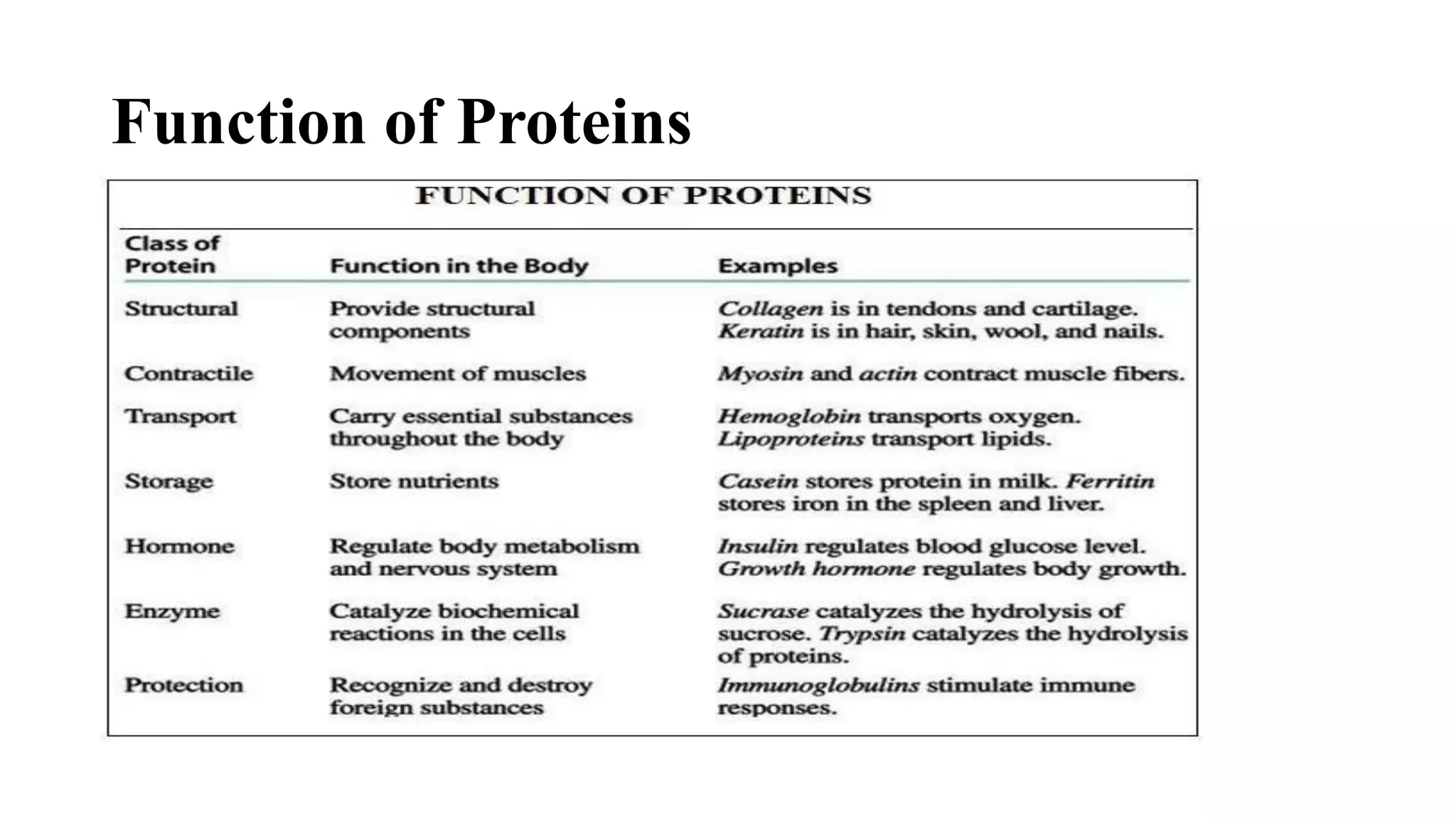 Function of Proteins
 