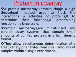 Protein array, types and application | PPTX