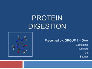 Protein Digestion Presented by: GROUP 1 – DAA Coojacinto De Asis Go Saunar 