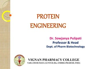 VIGNAN PHARMACY COLLEGE
VADLAMUDI-522213, GUNTUR (Dt), ANDHRA PRADESH, INDIA
Dr. Sowjanya Pulipati
Professor & Head
Dept. of Pharm Biotechnology
 