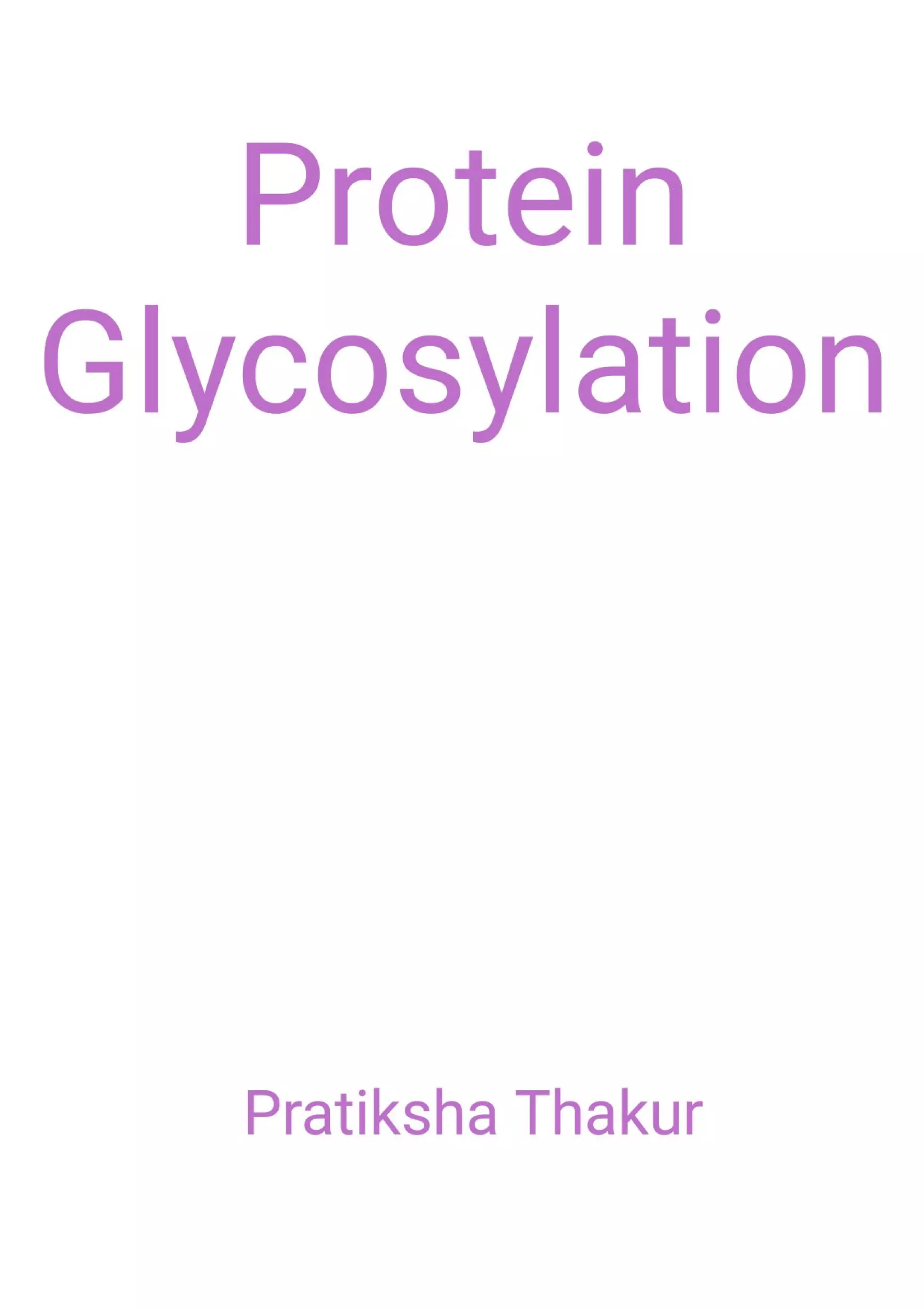 Protein Glycosylation | PDF