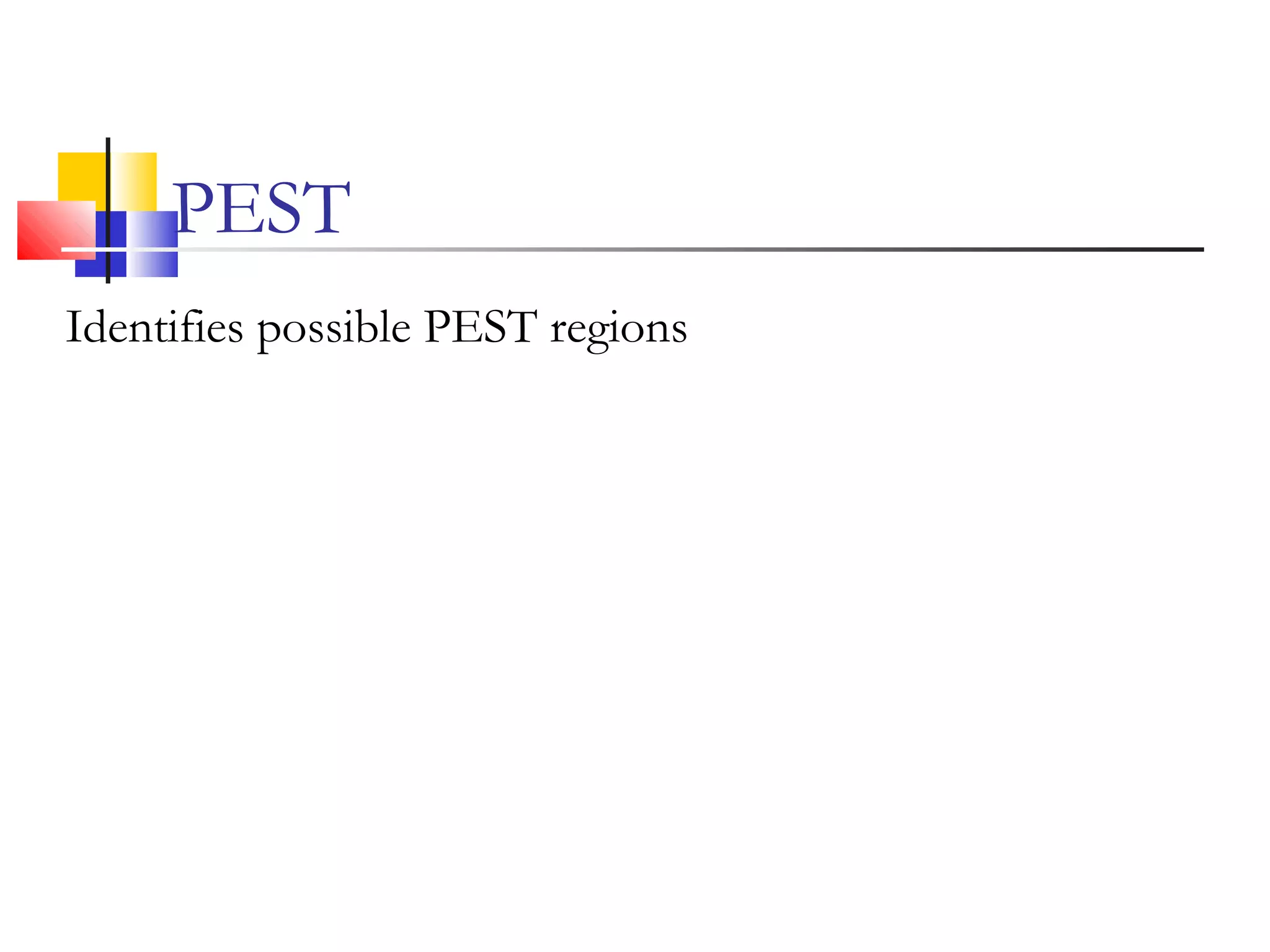 Identifies possible PEST regions
PEST
 