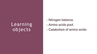 Protein and amino acids metabolism in the body | PPTX