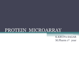 PROTEIN MICROARRAY
K.KRUPA SAGAR
M.Pharm 1st year
 