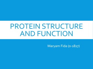 PROTEIN STRUCTURE
AND FUNCTION
Maryam Fida (o-1827)
 