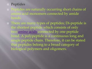 Short Peptide Chain Example Proteins chemistry project.pptx chemistry practical | PPTX