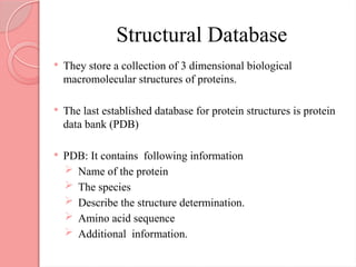 Comprehensive Overview of Protein Sequence and Structural Databases | PPTX