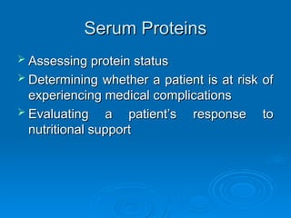 Protein Status in nutritional assessment . | PPT