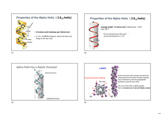 Properties of the Alpha Helix ( 3.613-helix)
• 3.6 amino acid residues per helical turn
• p = hn = 5.4 Å (the distance, wh...