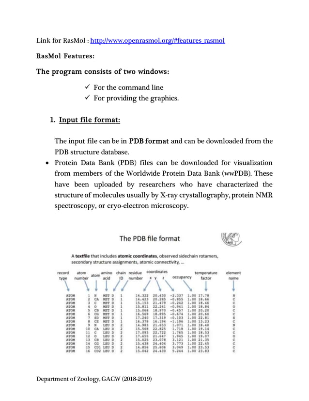 Protein structure visualization toolsRASMOL PDF