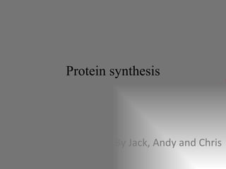 Protein synthesis By Jack, Andy and Chris 