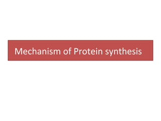 Mechanism of Protein synthesis
 