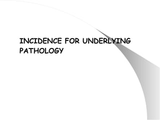 INCIDENCE FOR UNDERLYING PATHOLOGY 