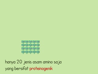 hanya 20 jenis asam amino saja
yang bersifat proteinogenik
 