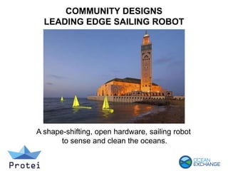 COMMUNITY DESIGNS
LEADING EDGE SAILING ROBOT
A shape-shifting, open hardware, sailing robot
to sense and clean the oceans.
 