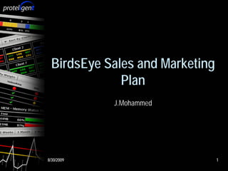 BirdsEye Sales and Marketing
             Plan
            J.Mohammed




8/30/2009                       1
 