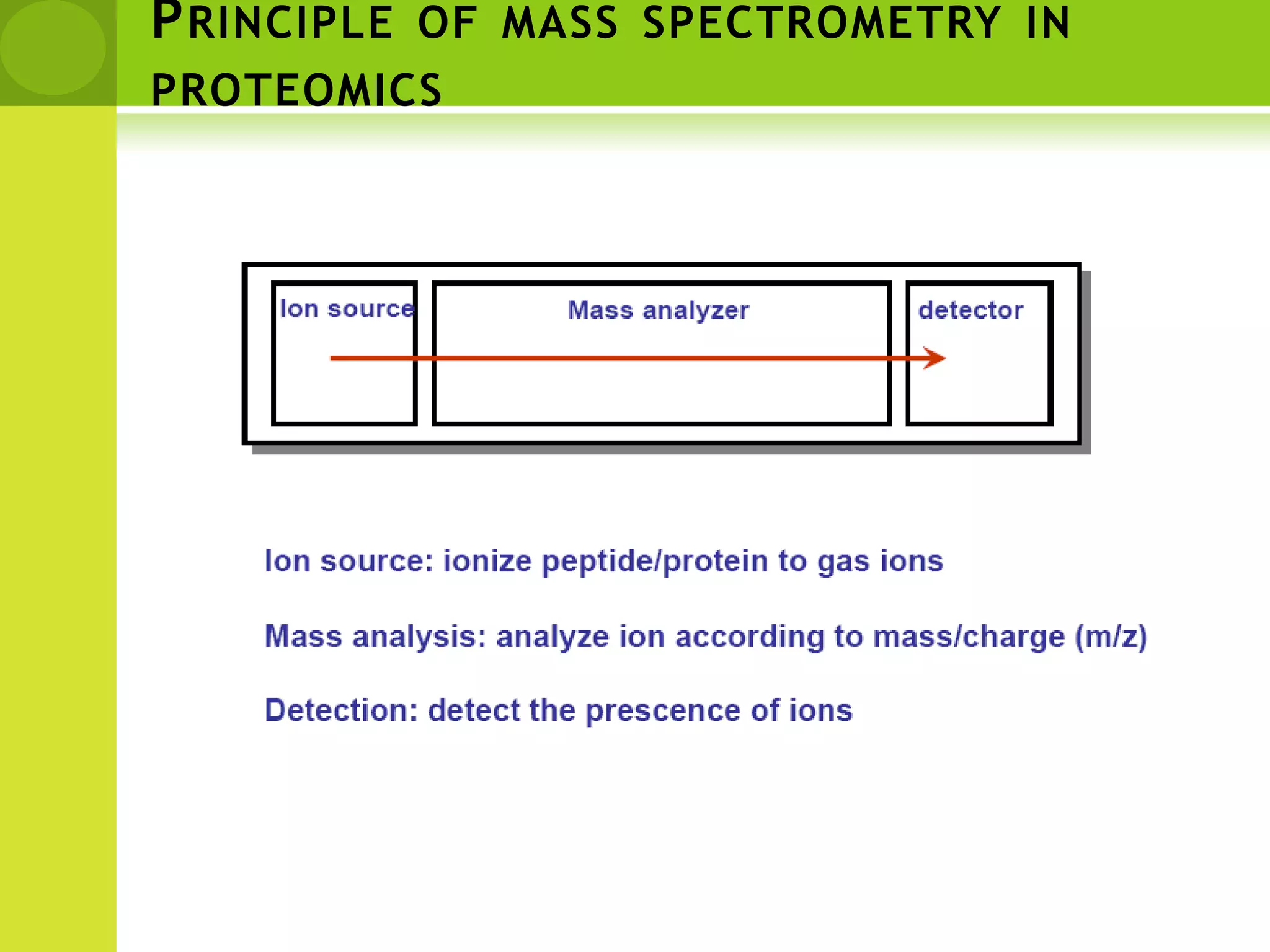 Principle of mass spectrometry in proteomics