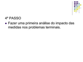 4º PASSO
 Fazer uma primeira análise do impacto das
medidas nos problemas terminais.
 