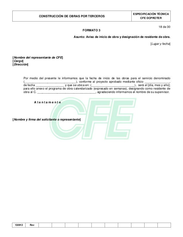 Supervivencia Pekkadillo Groseramente carta de aviso de inicio de obras