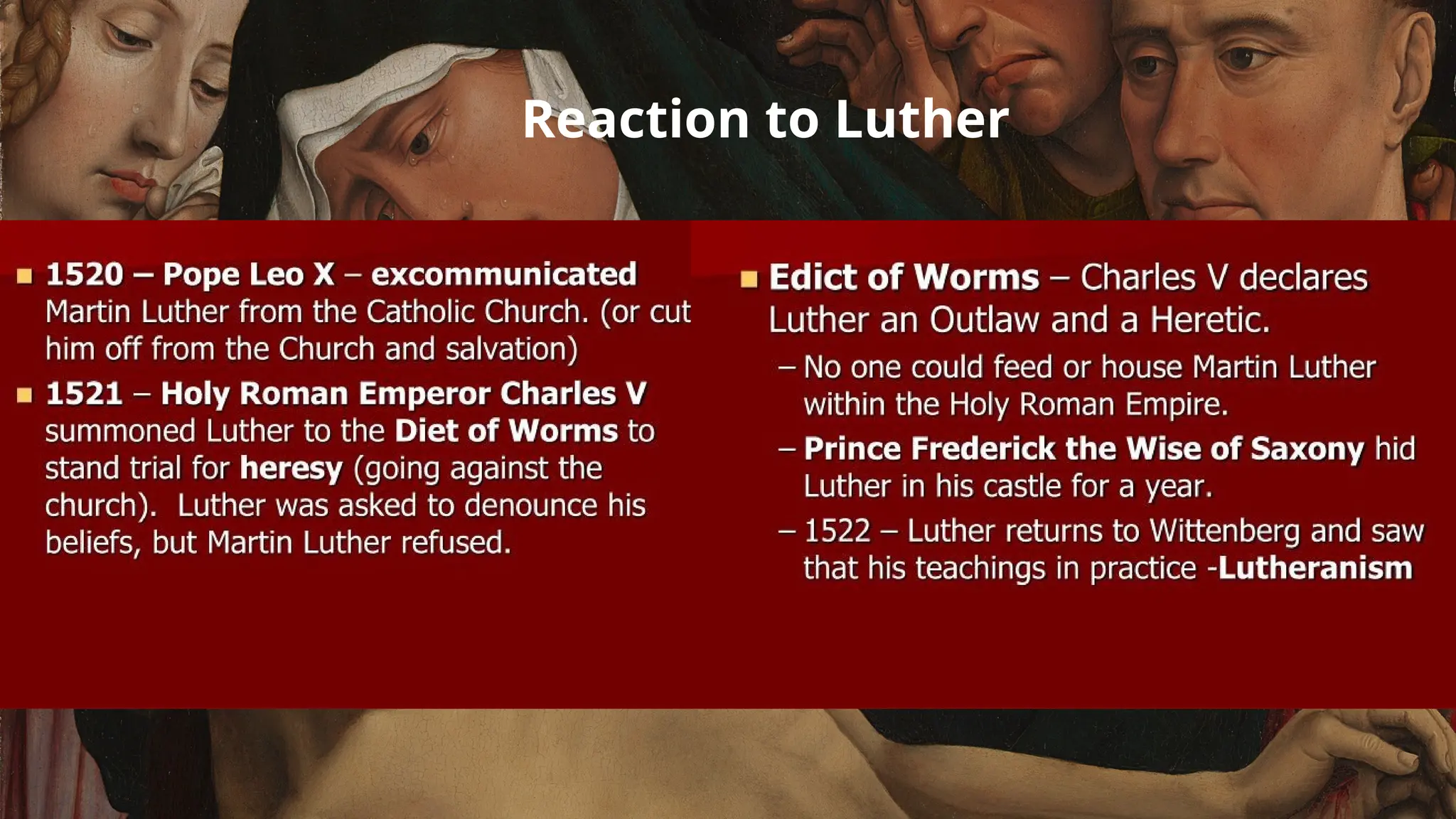 Reaction to Luther
 