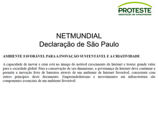 NETMUNDIAL
Declaração de São Paulo
 
