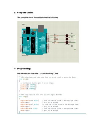 Proteus Project : Arduino programming for LED | PDF
