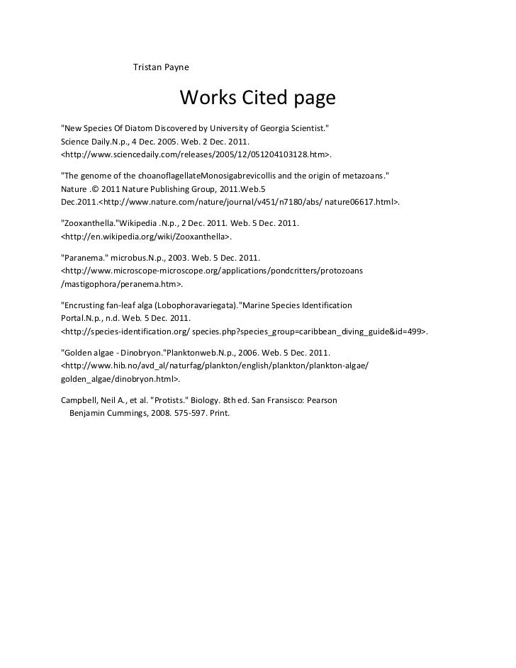 protists works cited