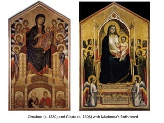 Cimabue (c. 1280) and Giotto (c. 1308) with Madonna’s Enthroned 