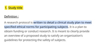 Clinical Study Protocol Design and Documentation | PPTX