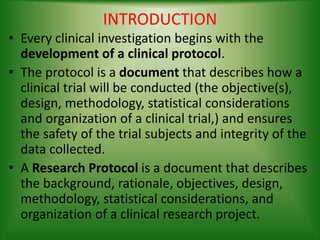 Protocol development | PPTX | Pharmaceutical Drugs | Medical Health