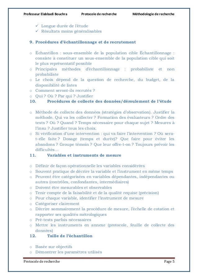 exemple d'un protocole de recherche