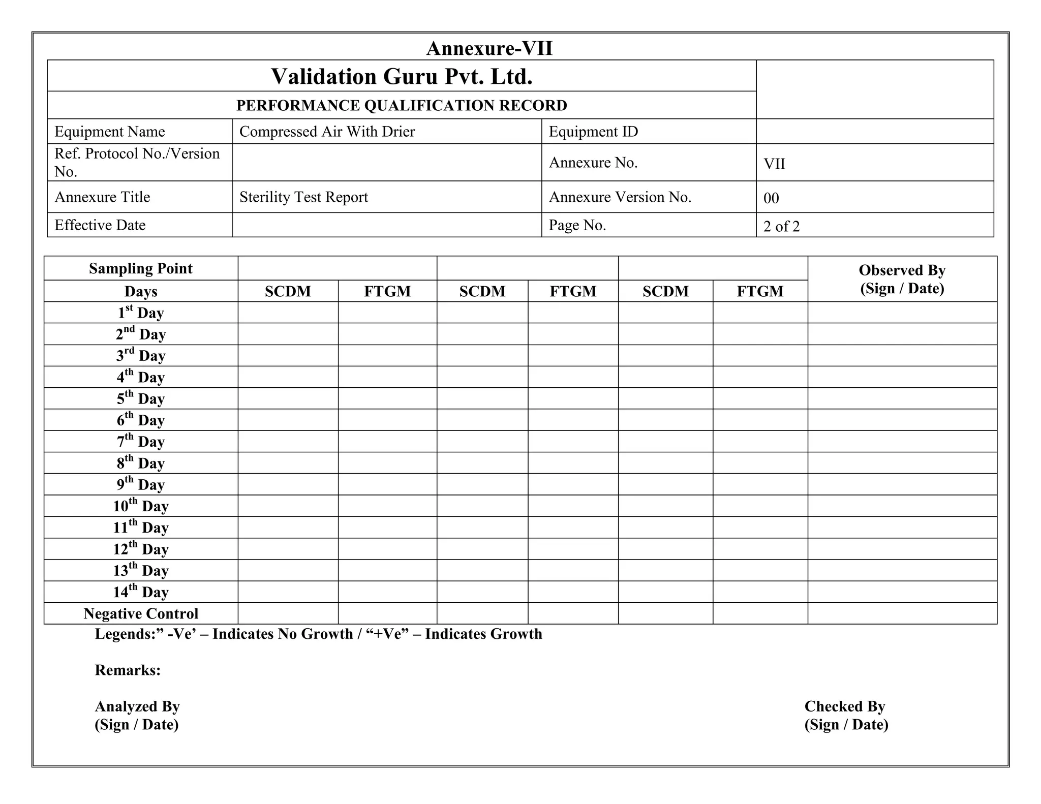 Protocol for compressed air validation PDF