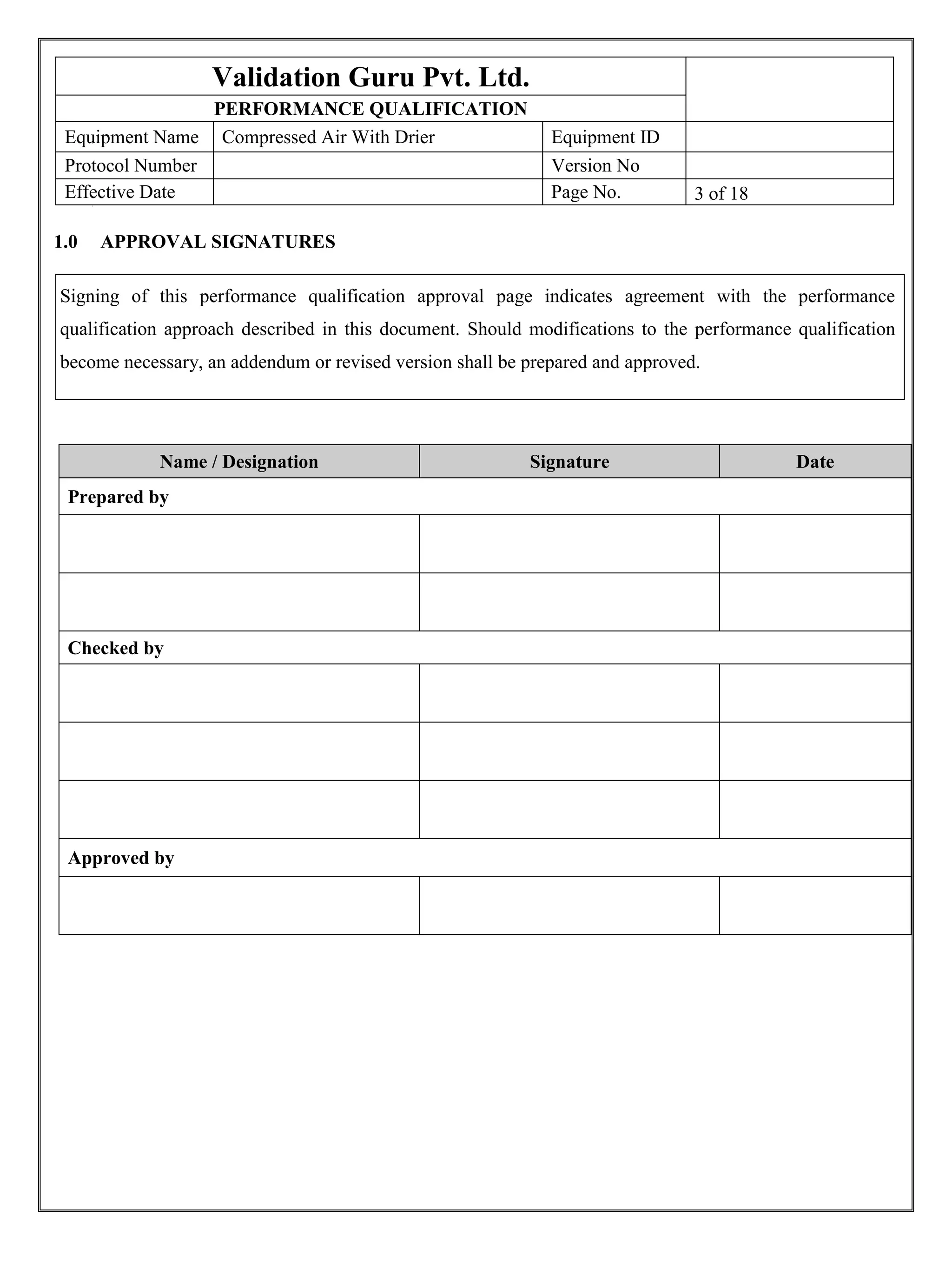 Protocol for compressed air validation | PDF