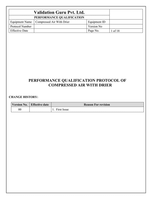 Protocol for compressed air validation PDF