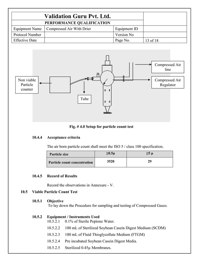 Protocol for compressed air validation PDF