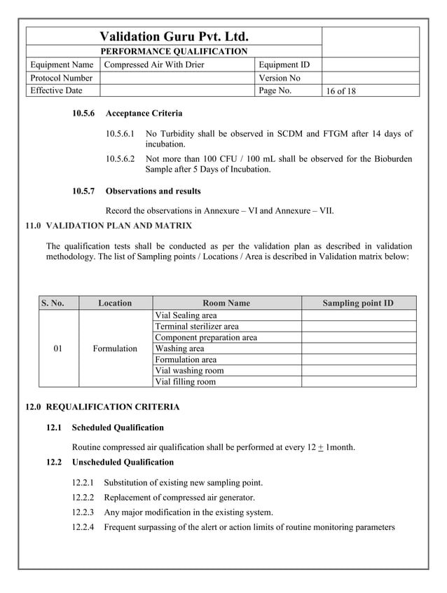 Protocol for compressed air validation | PDF