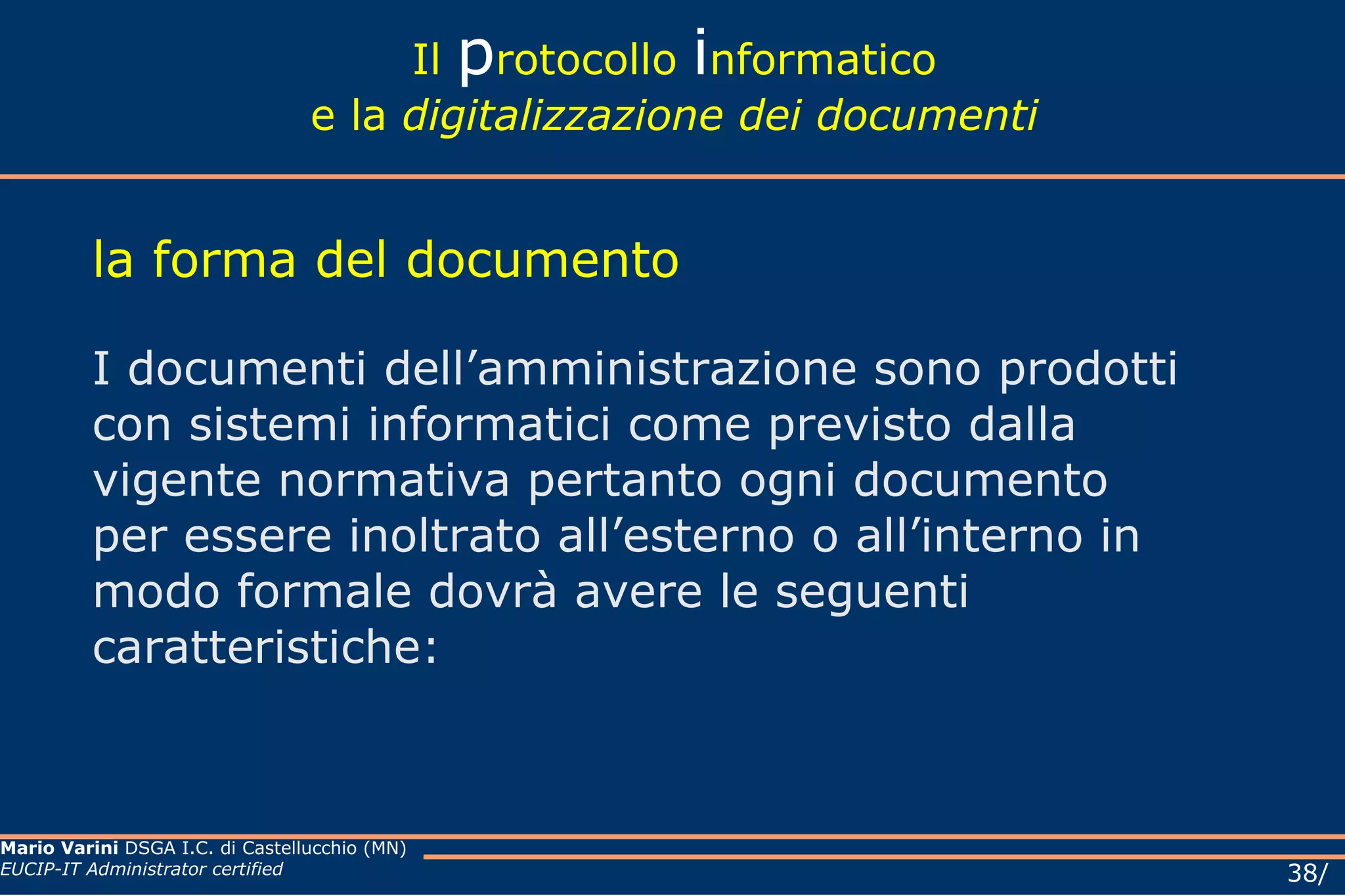 Il  p rotocollo  i nformatico e la  digitalizzazione dei documenti Aree Organizzative Omogenee (AOO) MODELLO ORGANIZZATIVO (1) Per la gestione dei documenti, l’amministrazione ha adottato un modello organizzativo di tipo distribuito istituendo al suo interno le Aree Organizzative Omogenee (AOO). All’interno di ciascuna AOO il sistema di protocollazione è unico. In ogni AOO è istituito un servizio per la tenuta del protocollo informatico, la gestione dei flussi documentali e degli archivi. 