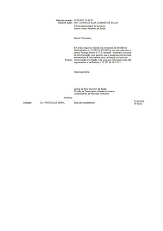 Protocolo - Lei do Livre Acesso a Informação