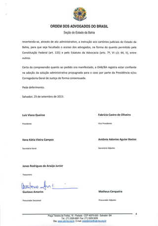 Retirada das cancelas nos cartórios - Protocolo na Corregedoria 