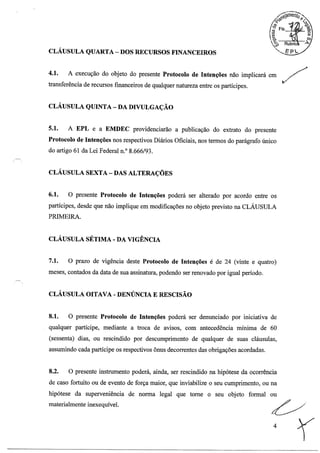 EMDEC/ptotocolo intenções TAV