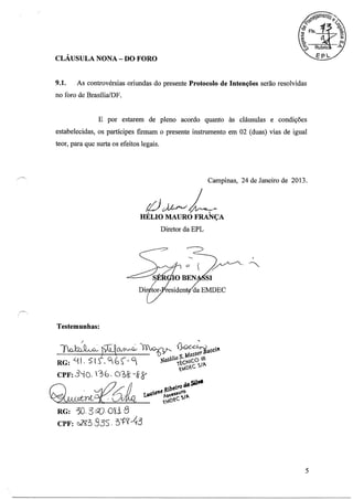 EMDEC/ptotocolo intenções TAV