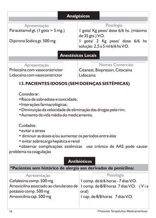 Protocolo medicamentoso em odontologia