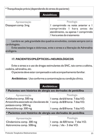 Protocolo medicamentoso em odontologia