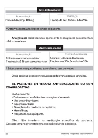 Protocolo medicamentoso em odontologia