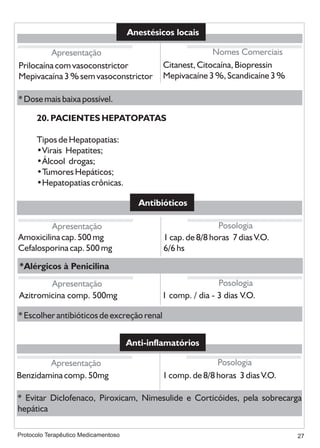 Protocolo medicamentoso em odontologia