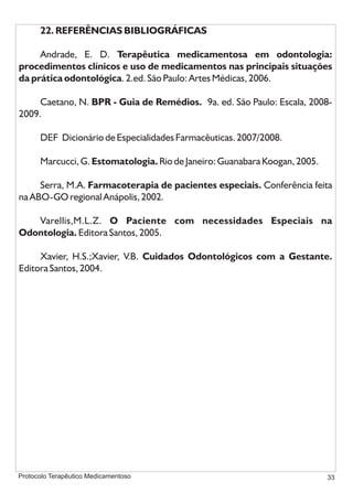 Protocolo medicamentoso em odontologia