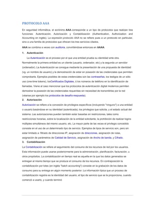 Protocolo aaa | PDF