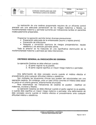 Protocolo clínico de cesárea